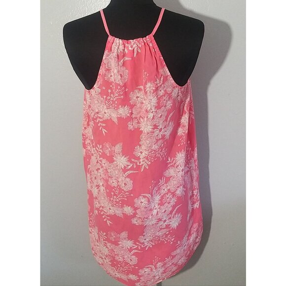 Gilligan & Omalley Pink and White Sleeveless Floral Blouse Size S - Picture 2 of 9